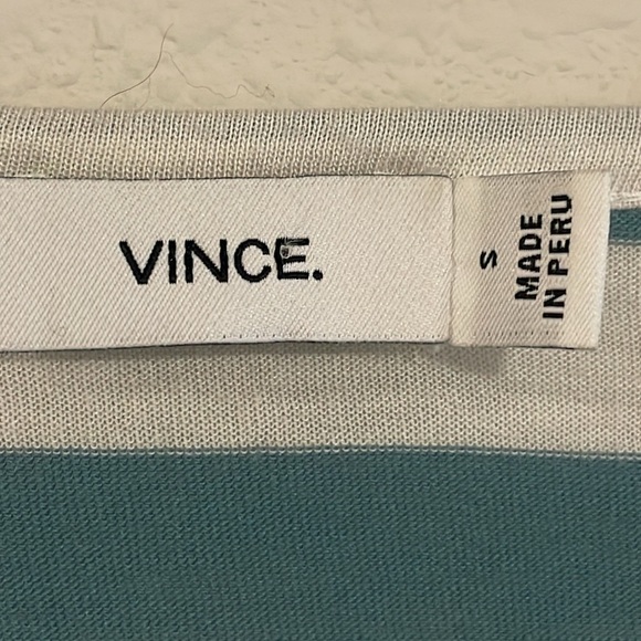 Vince Women’s Shirt Small Green & Cream Stripe Cotton Blend Quiet Luxury Preppy - Picture 10 of 15